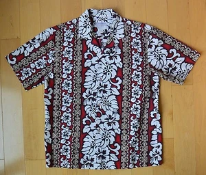 KY’S INT’L FASHION Mens M Red Hawaiian Floral Camp Shirt Aloha Tiki Surf USA - Picture 1 of 9