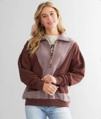 Pullover corto BKE - Para mujer Borgoña Media cremallera Talla Grande LN Foto 1 de 4