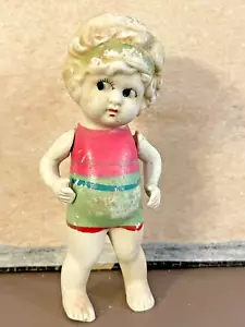 LINDO! Traje de baño antiguo pintado muñeca japonesa de 8" brazos articulados todo bisque - Imagen 1 de 5