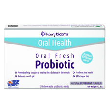 Henry Blooms Oral Fresh Probiotic 30 Chewable Mints - Peppermint Flavour Vegan