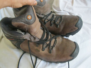 MERRELL CONTINNUM BROWN LEATHER WORK ANKLE BOOTS, 13D