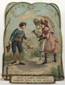 Vintage Die Cut Victorian Trade Card ~ VAN HOUTENS COCOA - Picture 1 of 3