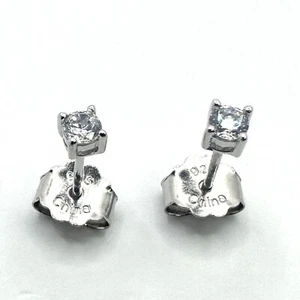 925 Sterling Silver Square Stud Earrings Simulated Diamond CZ Unbranded Pair - Picture 1 of 5