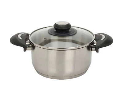 Edelstahl Kochtopf mit Glas Deckel - 2,1L / Ø 18cm - Universal Nudel Saucen Topf - Bild 1 von 2