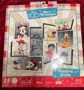 Disney Pixar Star War 100 Retro Reimagined 15 Days of Fashion Socks M/L 9-2-1/2 - Picture 1 of 3