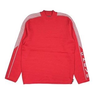 Vintage 90s Giorgio Armani Neve Alpine Wool Red Gray Striped Sweater Mens 54 - Bild 1 von 8