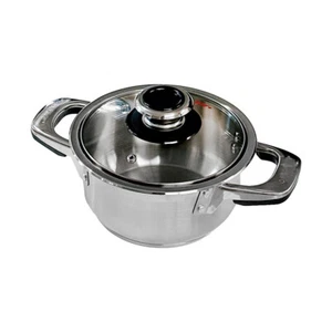 3 Quarts Stainless Steel Stockpot Cooking Pot Glass Lid Boiling Pot Cookware - Picture 1 of 5