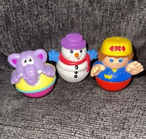 3 Vintage Playskool Hasbro Weebles Wobble Purple Elephant, Snowman, People - Picture 1 of 7
