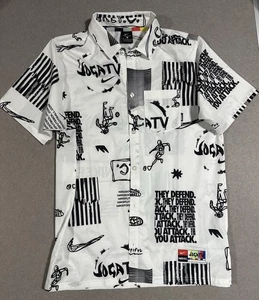 Nike FC Joga TV Soccer Shirt Dri-Fit Button Up Medium Black White Graphic Rare - Picture 1 of 5