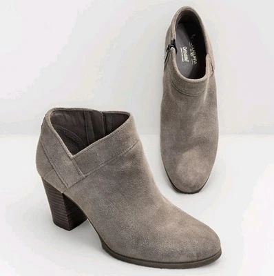 Koolaburra by UGG Ortholite Suede Booties Women's Sz 9.5 Taupe Block Heel Casual - Image 1 of 4