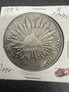 1882 Zs 8 Reales Mexico Silver Coin - Picture 1 of 10