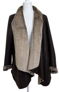 Bagatelle Damen offene Jacke Kunstleder und Fell braun Größe M - Bild 1 von 7