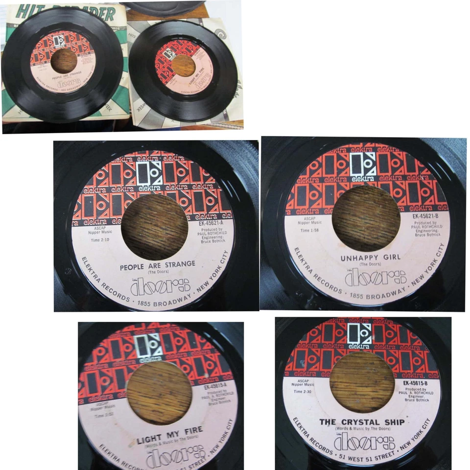 The Doors 45 rpm Records Elektra Light My Fire People Are Strange EK-45621 45615 - Image 1 of 1
