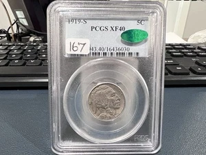 1919-S 5c Buffalo Nickel PCGSXF40 CAC CAC CAC Approved! (BBJ) Fünf Cent - Bild 1 von 4