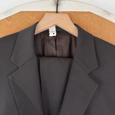 Joseph Abboud Suit Mens 42R Brown 2 Button 100% Wool Pants 35x29 Flat Front - Image 1 of 4