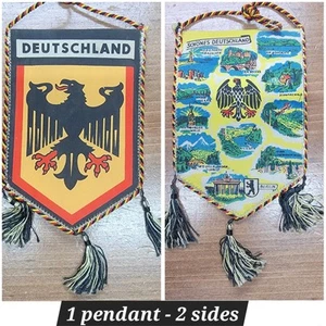 Vintage Banner schönes Deutschland 2-seitig Bundesadler Wahrzeichen Stoffquasten - Bild 1 von 8