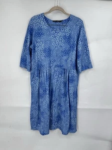 Gudrun Sjoden Kleid Damen mittelblau bedruckt Langarm Taschen feminin - Bild 1 von 9