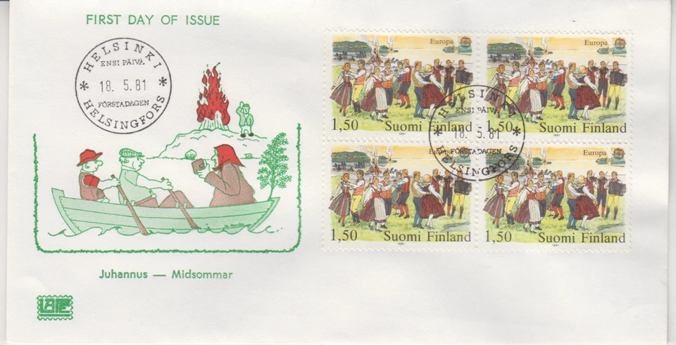 FINLAND  : 1981   FDC/ COVER - SCOTT # 656   BLOCK 4 / EUROPA - Image 1 of 1