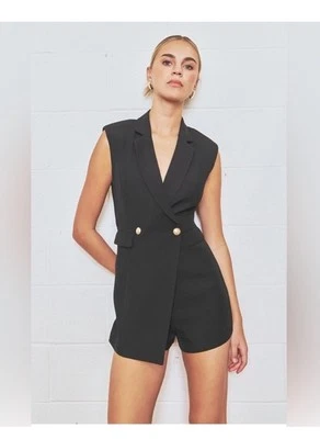 Костюм Endless Rose льняной комбинезон черный для вечеринки смокинг без рукавов XS - Изображение 1 из 4