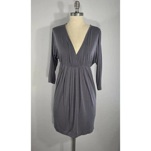 Tart Faux Wrap V-Neck Dolman Sleeve Dress Size XS Basic Minimalist Dark Gray - Picture 1 of 11