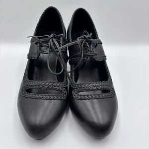Bali Elfe handgefertigte schwarze Leder Mary Jane High Heels Größe 10,5 - Bild 1 von 5