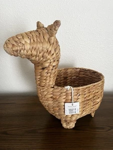 NUEVO CON ETIQUETAS CANASTA LLAMA/PLANTADORA JACINTO TEJIDO, BOHO NATURAL LINDO 16" ALTO - Imagen 1 de 14