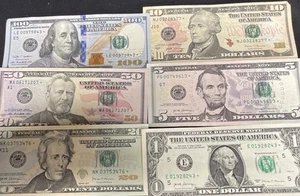 Lot Of 6 Federal Reserve Star Notes $100, $50, $20, $10, $5, $1 2009, 2013, 2017 - Picture 1 of 8