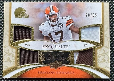 2008 Upper Deck Exquisite Rare Materials Braylon Edwards Game Worn Patch 20/35 - Image 1 of 2