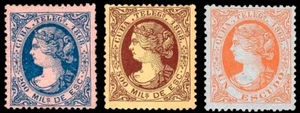 Cuba Esp. - Edi * Telégrafos 1/3 - 1868 - Isabel II - Imagen 1 de 1