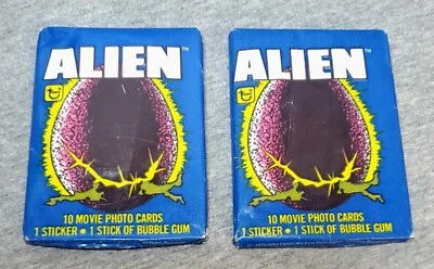 Dos paquetes de cera ALIEN (1 sellado, 1 goma sin sellar y falta solamente) por Topps Foto 1 de 3