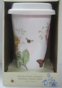Lenox Double Wall Ceramic Thermal Travel Mug 12 oz  Butterfly Meadow  NIB - Picture 1 of 7
