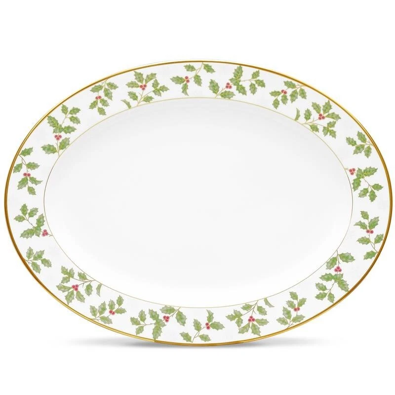 Plato de oro Noritake Holly & Berry de 16 pulgadas Foto 1 de 1