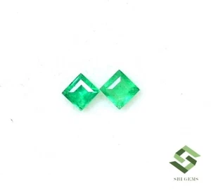 2.75x2.75 mm Natural Emerald Square Cut Pair 0.25 CTS Loose Certified Gemstones - Picture 1 of 8