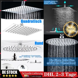 Chrom Duschkopf Regendusche 25/30/40/50/60cm Kopfbrause Quadrat Duschbrause - Bild 1 von 26