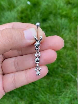 PlayBoy 3 Conejito de conejo Diamantes de imitación Barras Ombligo Barra de botón Anillo Cuerpo Foto 1 de 4