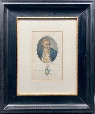 Cadre Photo Antique Noir Laqué Captain James Cook William Ridley - Photo 1/4