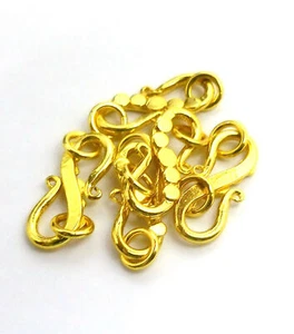 5 Pcs 22X10mm Bali S Hook Clasp 18k Gold Plated - Picture 1 of 5