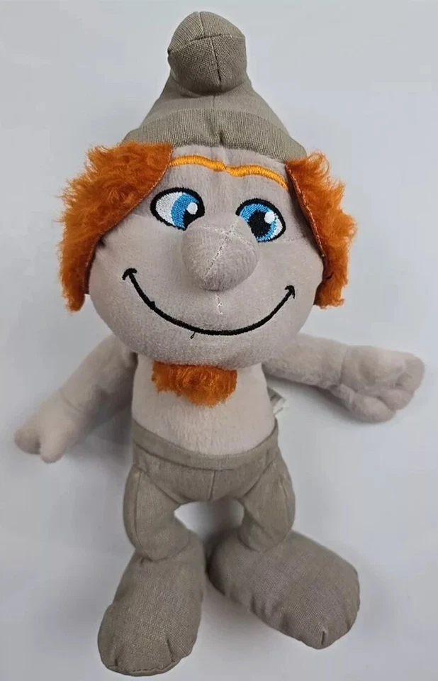 Figura Muñeca de Peluche Los Pitufos Hackus 12" Piel Gris Naranja Pelo Pitufo Malvado Relleno Foto 1 de 4