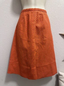 Evan Picone Damen gerader Rock 27" Taille orange mit blauen Tupfen VINTAGE - Bild 1 von 13