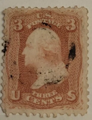 USA 1861-62 3c Washington #64a  F-VF light cork cancel  - Image 1 of 4
