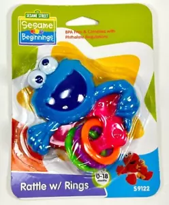 Cookie Monster Sonaglio Sesame Street Inizio Stella Rosa con Anelli Senza BPA Nuovo - Foto 1 di 8