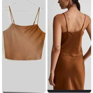 Madewell Satin quadratischer Ausschnitt Cami bronzebraun XS Neu mit Etikett - Bild 1 von 9