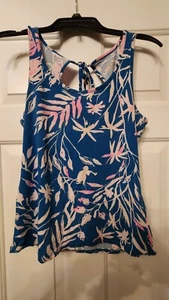 Camiseta sin mangas Lilly Pulitzer azul y rosa Noemi Tidal Wave recortada borla talla pequeña - Imagen 1 de 5