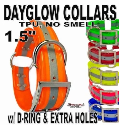 Hunting Dog Collar 1.5" HeavyDuty w D & O Ring Wide Reflective Pit Bull or Hound - Image 1 of 4