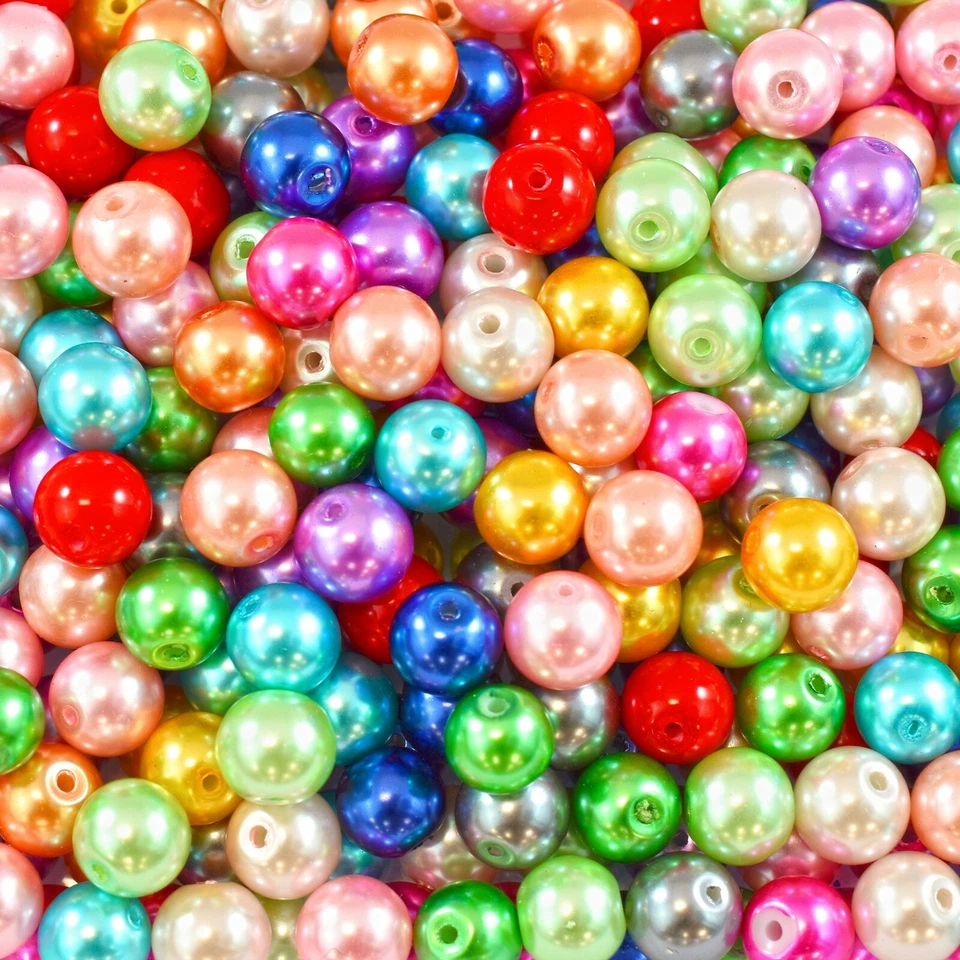 PREMIUM 4mm Small Round Glass Metallic PEARL BEADS x 200 Crafts BUY 2 GET 1 FREE - Image 1 of 3