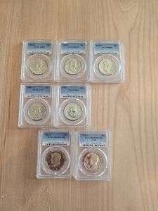 7 PC LOT FRANKLIN & Kennedy HALF DOLLARS PCGS 50C Estate Coin Collection - Picture 1 of 8