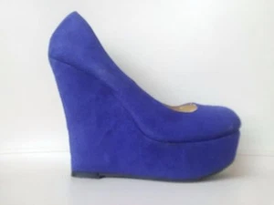 MOSSIMO Royal Blue Suede Look Platforms Wedges Heels Shoes Women's 8 HiddenJuel - Picture 1 of 12