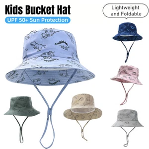 Kids Cartoon Dinosaur Fisherman Hat Baby Sun Protection Big Brim Summer Hat AU - Picture 1 of 24