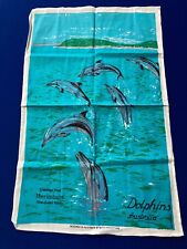 Vintage Australia Kitchen Tea Towel Cotton Dolphin MERIMBULA NSW Souvenir Ocean
