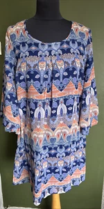 Atmosphere Retro Print Hängerchen Kleid Gr. 12 blau orange Print Primark - Bild 1 von 6